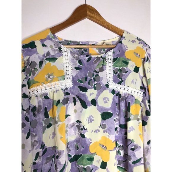 Entro Women's 2X Plus Size Beautiful Long Sleeve Abstract Floral Blouse - Picture 6 of 11